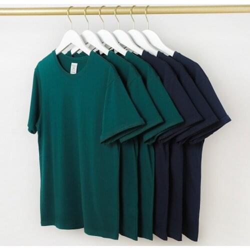 Erben Pin Cotton Short-sleeved T-shirt Solid Color Loose Round Neck Bottoming Shirt For Men and Women of the Same Style