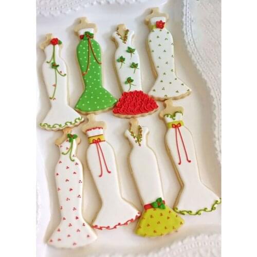 Evening Dress Stainless Steel Cookies Cutter Princess Gown Biscuit Mould Cake Decorating Sugar Craft Cutting Mold Baking Tools