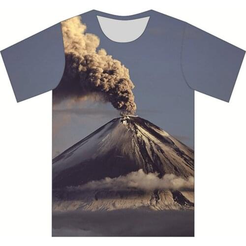 Boys Girls Volcano Eruption Smoking Bomb Mushroom Cloud Print T-shirt Children 3D T shirt Kids Fashion Pullover Tshirts 4-20Y