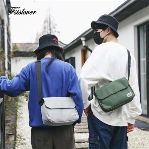 Street hip hop Canvas Crossbody Bags For Women vintage Unisex Messenger Bags Women Handbags simple Shoulder Bag Girls Bolsas