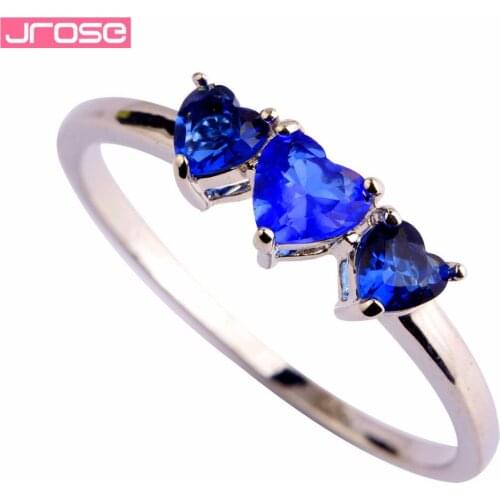 JROSE Wholesale Handsome Heart Cut Blue CZ Silver Ring Size 6 7 8 9 10 11 12 New Pretty Fashion Adorable Sexy Wedding Gift