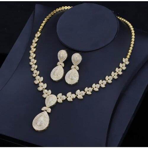 New AAA CZ Jewelry Set Drop Earrings Pendant Necklace Sets Fashion Crystal Elegant Women Wedding Accessories For Woman Party t