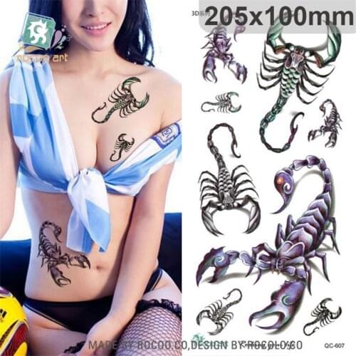 Beautiful sexy waterproof temporary tattoos for women and men 3D scorpion design large arm tattoo sticker QC2607