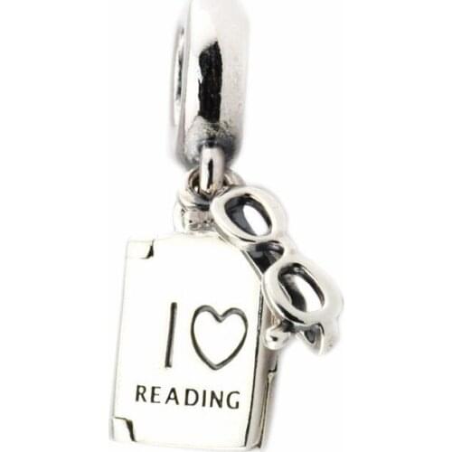 Love Reading Glasses & Book Pendant Silver Charms for Bracelets Women Jewelry DIY 925 Sterling Silver Charms for Jewelry Making