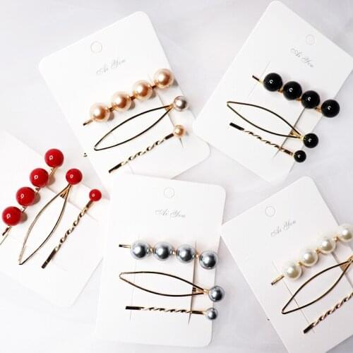1 SET Metal Minimalist Hair Accessories Geometric Irregular Hair Clip Imitiation Pearl Hairpin Barrettes Hairgrip
