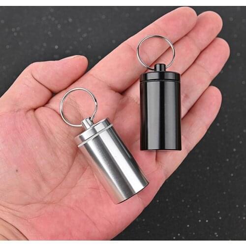 Aluminum Alloy Mini Pill Pocket Box Keychain Water-proof Rust Resistance Daily Using Small Pocket Pill Box Keychain for Outdoor