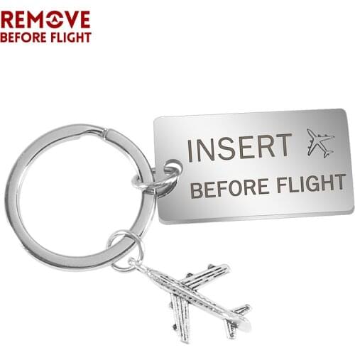 Fashion Car Keychain Insert Before Flight Car Key Chains Mens Key Ring Chain for Aviation Gifts Airworthy Metal Keychains