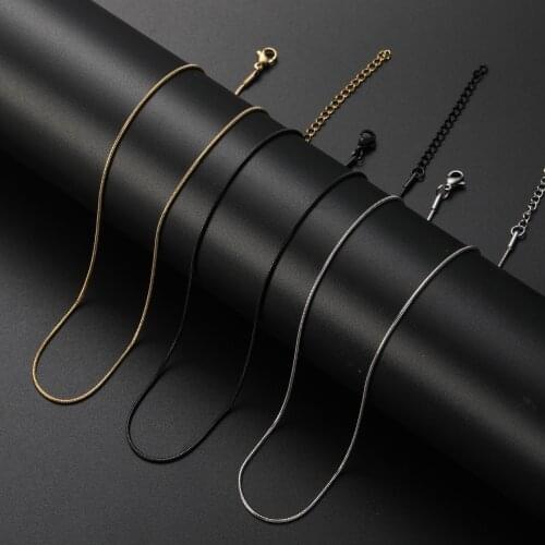 Low Price Width 1.2MM 316L Stainless Steel Plated Gold Black Snake Chain Necklace Fit Pendant Length 45+5CM Drop shipping