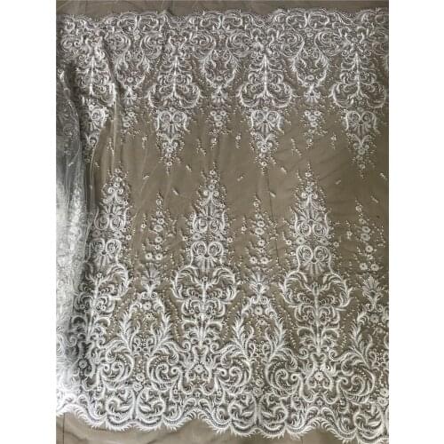Latest Handmade Beaded S-668885 African Lace Fabric for Fashion wedding dress lace fabric bridal dress french lace 5yards