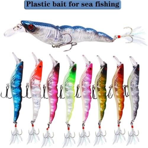 Wholesale Bionic Fishing Bait Colorful Shrimp Shaped Luya Fake Bait with 3 Claw Hook Artificial Fish Lure for Fisherman Angler