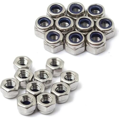 P15D 100 Pcs/Set M3 Stainless Steel Screw Lock Nylon Hex Nut Insert Locking Nuts 3mm