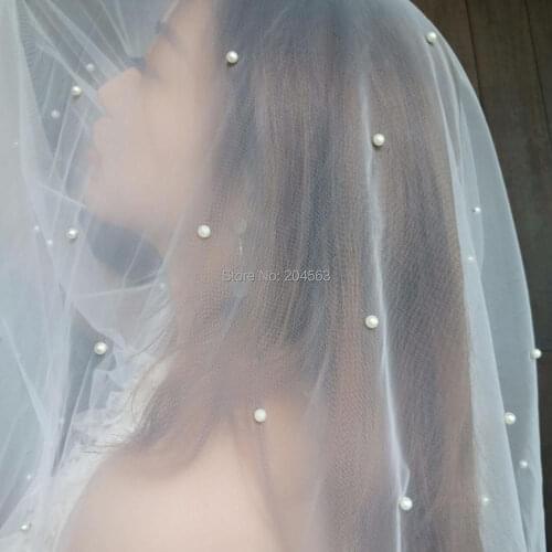 Stunning White/Ivory Bridal Veil With Comb One Layer Royal Pearl Wedding Veil Wedding Accessories