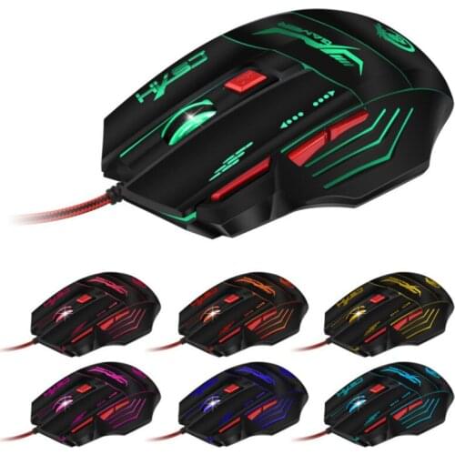 USB Wired Gaming Mouse Glow 7 Keys Optics 3200DPI For Desktop Computers Notebook Game Office