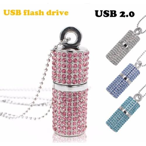 Silver usb flash drive 4GB 8GB 16GB 32GB 64GB U Disk diamond metal Pendant memory stick flash card pen drive pendrive hot sale