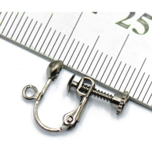 Earring Screw On/Clip On Findings Grey Black Pack 12pcs Jewelry Making Accs