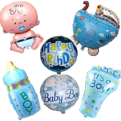6 Styles Baby Boy Birthday Party Decoration Helium Foil Balloons 1th Year Birthday Party Supplier For Boy Globos Party