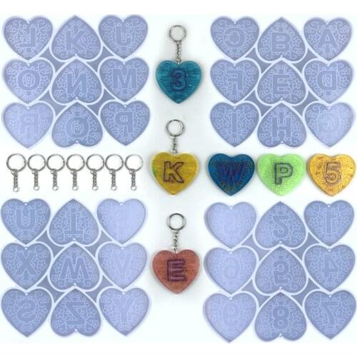 Love Heart-shaped Letter Silicone Mold Diy Mobile Phone Keychain Mirror Creative Pendant Handmade Crystal Epoxy Mold Resin Mould