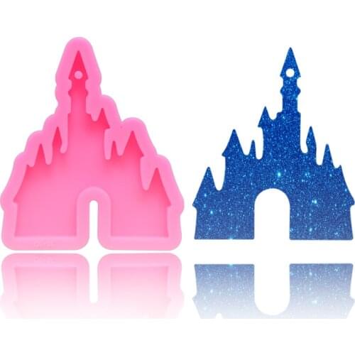 Castle Shape Epoxy Resin Fondant Silicone Mold for DIY Plaster Ornaments Jewelry DIY Kids Toys Key Chain Mould Kitchenware Bake