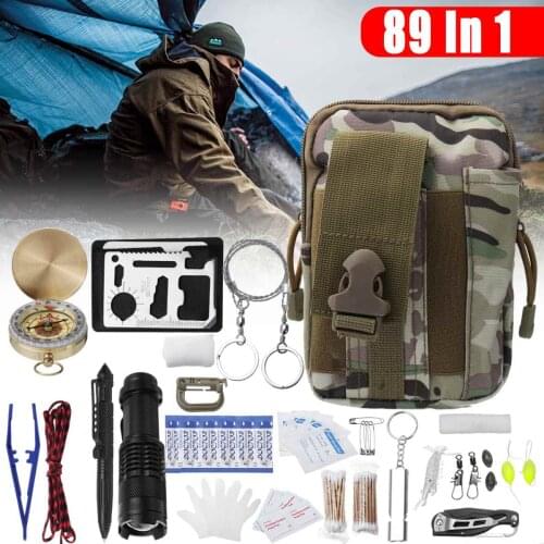 Gear Tactical Tool 89Pcs/Set SOS Emergency Camping Survival Equipment Outdoor Security First Aid Lightweight Versatile Portable