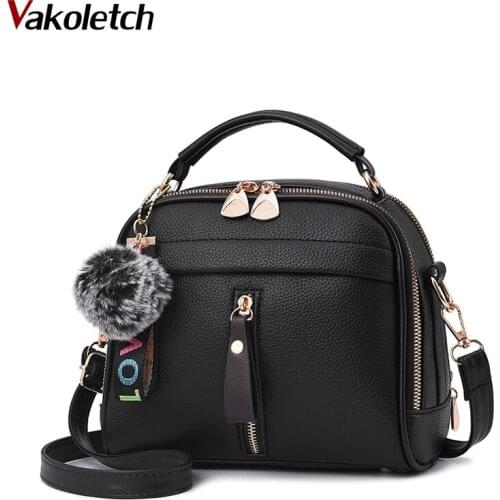 Crossbody Bag For Women Handbag PU Leather Full Moon Candy Color CuteFur Ball shell shape bag 2020 Women Shoulder Bags KL753