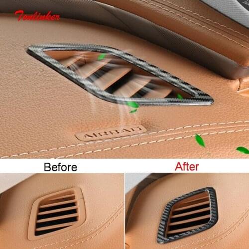 Tonlinker Interior Car Dashboard Outlet Small Covers For FAW HONGQI H9 2020-2021 Car Styling 2 PCS Stainless steel Cover Sticker