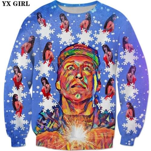 YX GIRL 2018 New style Christmas Sweatshirt Clark Griswold & The Pool Girl 3d Print Mens Womens casual Crewneck Pullover