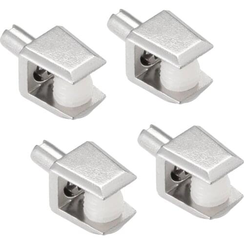 Uxcell 4pcs Shaft Mount for 5-8mm Thick Glass Shelf Bracket Glass Clip Clamps Clips Holder Adjustable Silver Tone Zinc Alloy