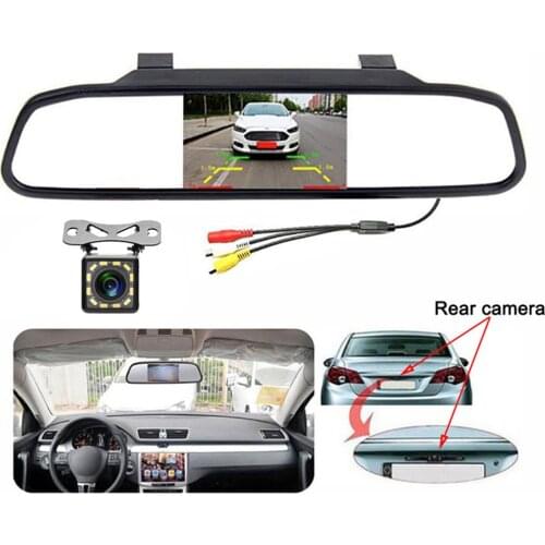 4.3 inch Car Mirror Monitor PAL/NTSC Auto Parking System Compatible With Waterproof Night Vision CCD Backup Rear View Camera