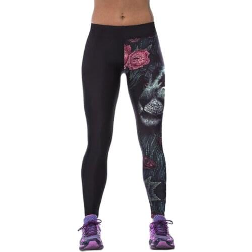 New 3 Patterns Floral Animal Printing Running Tights S M L XL XXL 4XL Pants Women Sports Elastic Black Leggings