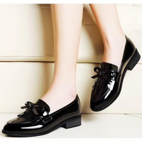 Patent Leather shoes womens British style womens shoes 2021 new autumn soft bottom ladies mid-heel soft leather Low heel