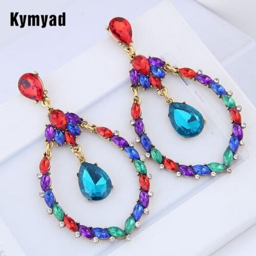Kymyad Vintage Drop Earrings for Women Statement Long Water Drop Resin Stone Earring Fashion Jewelry Dangle Brincos New