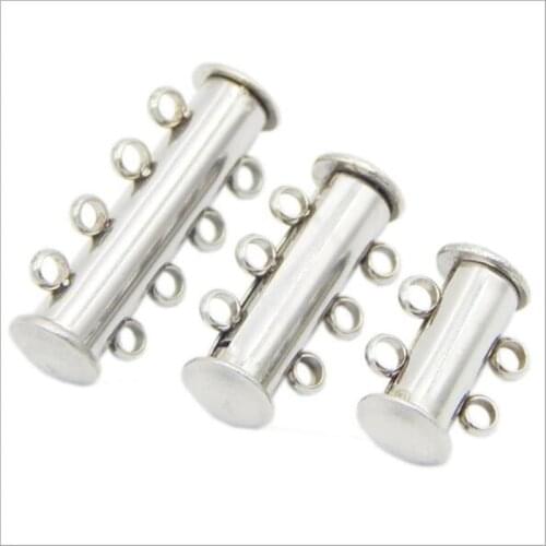 1PC 2/3/4 Strands Hole Stainless Steel Slide Strong Magnetic Clasps Tubes Lock Rhodium Plated Buckle Hook Jewelry Findings