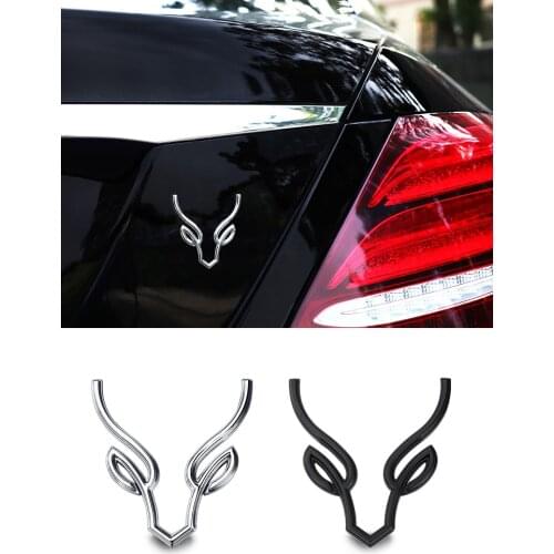 1X 3D Metal Deer Trunk Emblem Badge Decoration Accessories Elk Styling Logo Body Car Stickers For Mercedes benz Audi BNW Ford