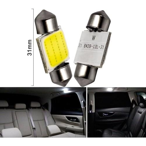 1x C10W C5W LED COB Festoon 31mm 36mm 39mm 41/42mm 12V White bulbs for cars License plate Interior Reading Light 6500K 12SMD