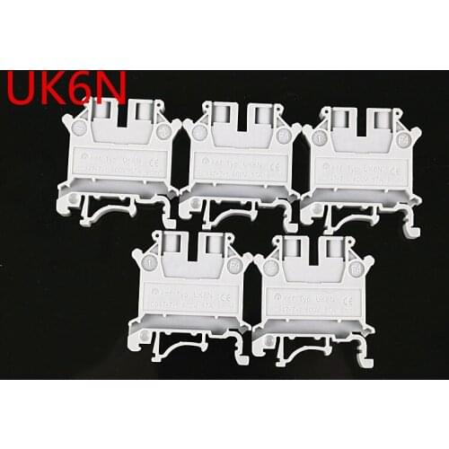 High Quality 20pcs UK-6N DIN Rail Universal Terminal Blocks Screw Type UK6N Phoenix Type