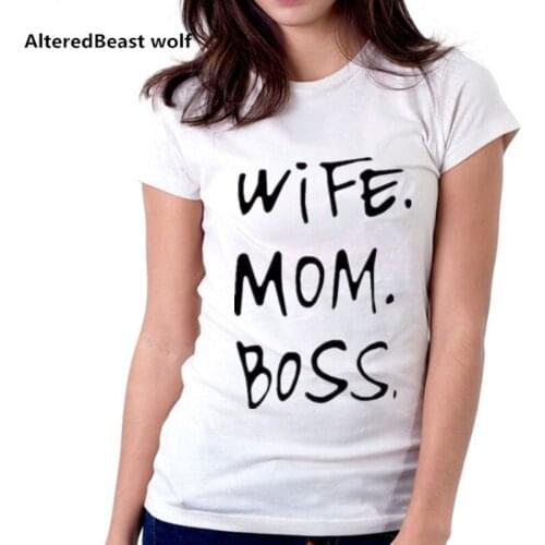 2017 Summer Womens T-Shirts WIFE MOM BOSS Tumblr Funny Harajuku Punk Clothes Tee Shirt Women Vintage Bts TShirt Female Tops