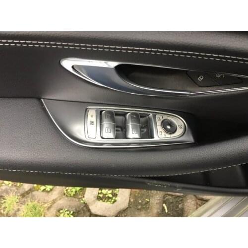 For Mercedes Benz E Class 2016 6PCS ABS Chrome Car Armrest Box Inside Door Handles Trim Cover Car Styling Accessories