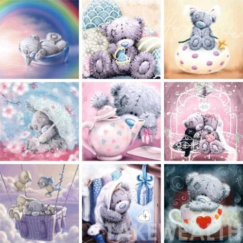 5D Diy Full Square Round Drill Diamond Embroidery Cartoon Teddy Bear Doll Love Diamond Painting Cross Stitch Kit for Child
