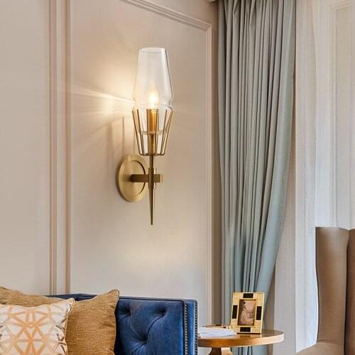 American post-modern simple bedroom bedside lamp North Europe living room wall creative aisle wall lamp lights