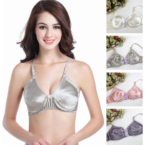 2017 Sexy Double Faced Pure Silk Bra WireFree Ultrathin Padded 100% Mulberry Silk Bras 34 36 38 40 42 B FREE SHIPPING