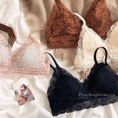Only A Bra, French Lace Sexy Lingerie Wireless Bra For Women Thin Cotton Bralette Female Brassiere Backless Fashion Underwear