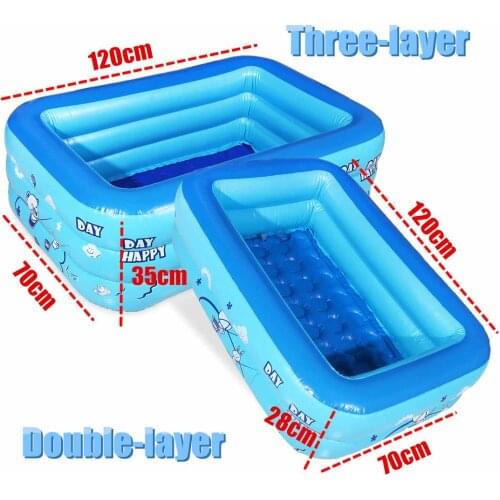 120CM 2/3Layers Children Inflatable Pool Bathing Tub Baby Kid Home Outdoor Large Swimming Pool Inflatable Square Swimming Pool