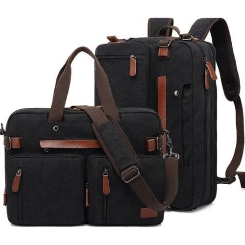 Men Canvas Work Bag Briefcase Travel Messenger Shoulder Bag Multifunction Tote Handbag Big Casual Business Laptop Pocket