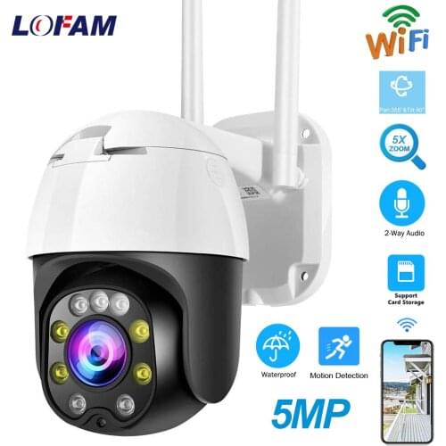 LOFAM WIFI 5MP Speed Dome IP PTZ Camera CCTV Surveillance Outdoor Camera Security Wireless IP Camera 5X Zoom Humanoid Tracking