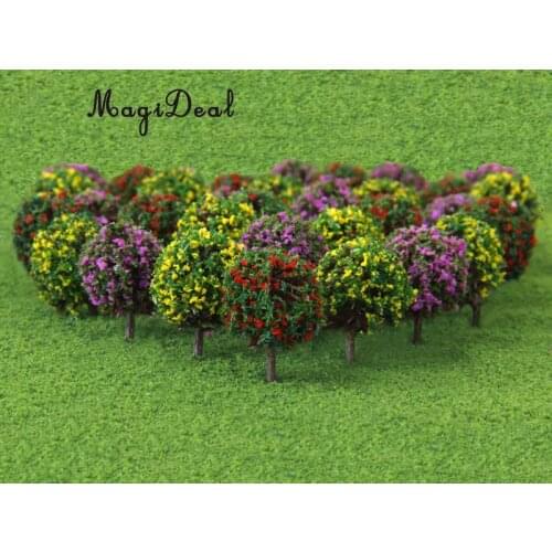 MagiDeal 30Pcs/Lot Mixed 3 Colors Flower Model Train Trees Ball Shaped Scenery Landscape 1/100 Scale for Railway Road Kids Toy