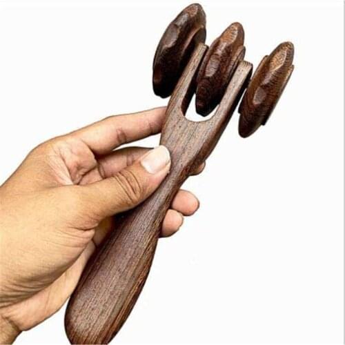 JYTOP Wooden Three Roller Hand Push Massage Instrument Wooden Massage Body Slimming Tool Massager