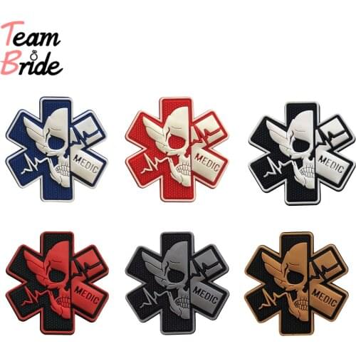 MEDIC Embroidered Patches Skull Tactical Military Patches PARAMEDIC Medical Cross Decorative Reflective Embroidery Badges