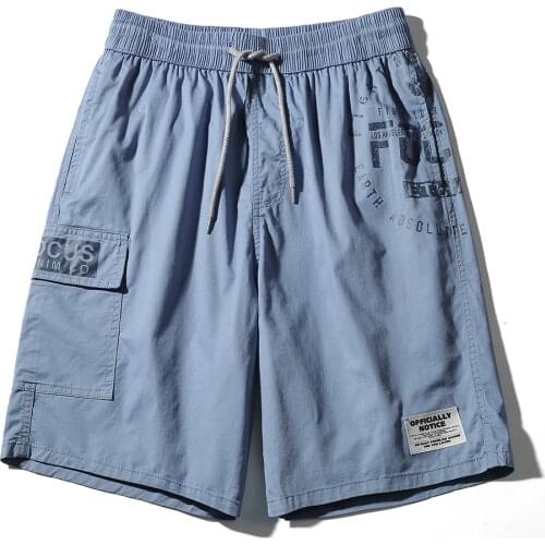 2021 Summer New Fashion Loose Mens Casual Shorts Straight Cotton Lightweight Trend Letter Pattern Beach Shorts Outdoor