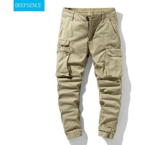 2021 New Big Side Pocket Mens Trousers Overalls Summer Casual Pants Mens Overalls Elastic Band Overalls Men