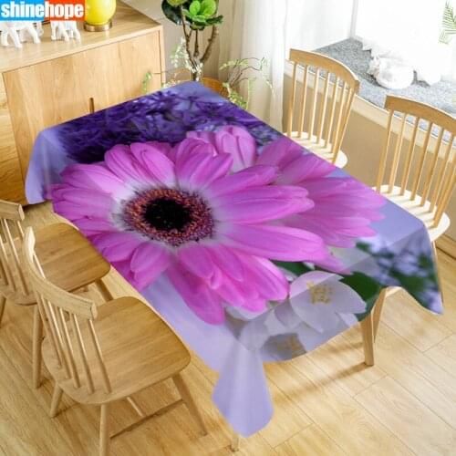 New Arrival Custom Gerberas Flowers Table Cloth Waterproof Oxford Fabric Rectangular Tablecloth Home Party Tablecloth